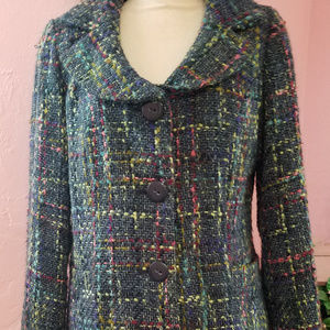 ON SALE MultiColored Lined Portrait Collar Tweed
